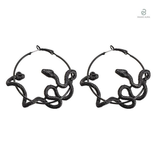 Boucles d'oreilles serpent noir en forme de cercle