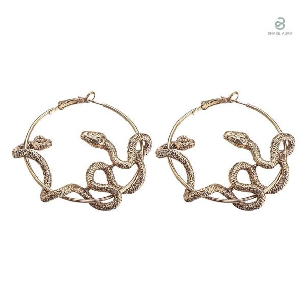 Boucles d'oreilles serpent en or avec cercles élégants