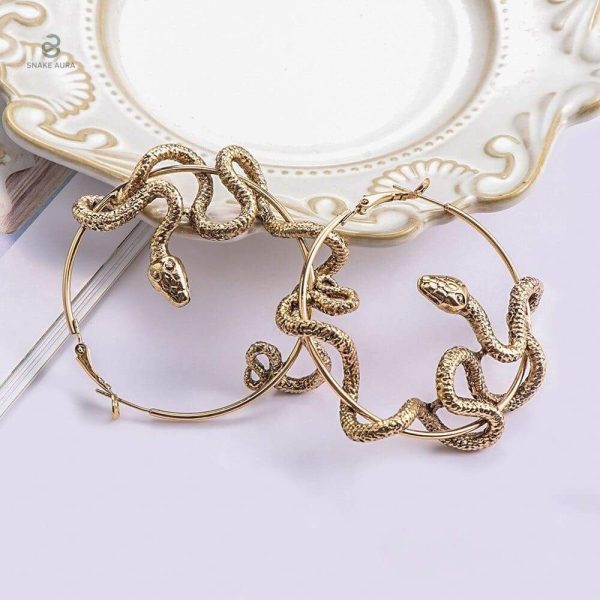 Boucles serpent en or, design circulaire raffiné