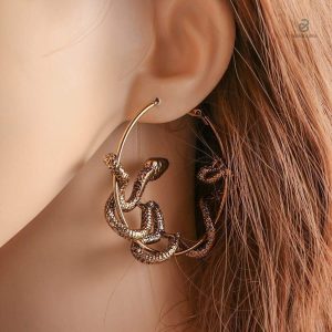 Bijoux serpent or, boucles d'oreilles en forme de cercle