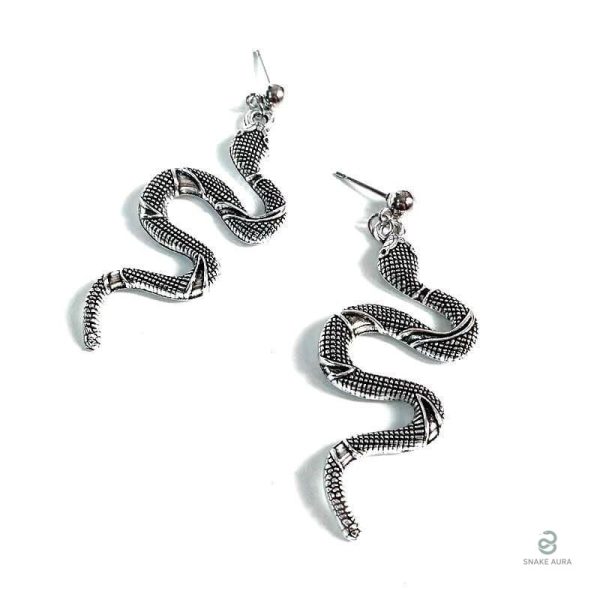 Boucles d'oreilles serpent gothique noir et blanc élégantes