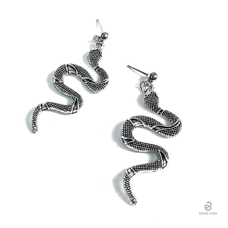 Boucles d'Oreilles Serpent Gothique Noir et Blanc