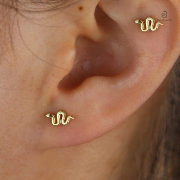 Boucles d'oreilles serpent en or