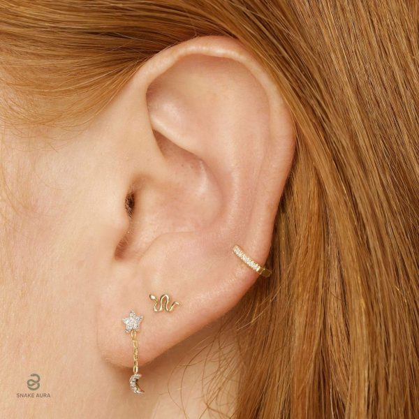Stylées boucles d'oreilles serpent pour le lobe