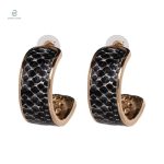 Boucles d'oreilles serpent en cuir noir