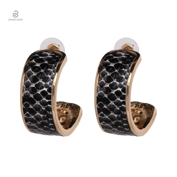 Boucles d'oreilles serpent en cuir noir