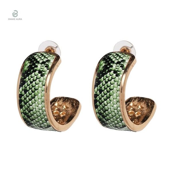 Boucles d'oreilles serpent à la peau verte élégante