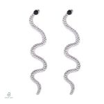 Boucles d'oreilles serpent argent au style punk