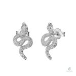 Boucles d'oreilles serpent strass en argent scintillant