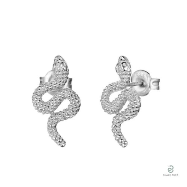 Boucles d'oreilles serpent strass en argent scintillant