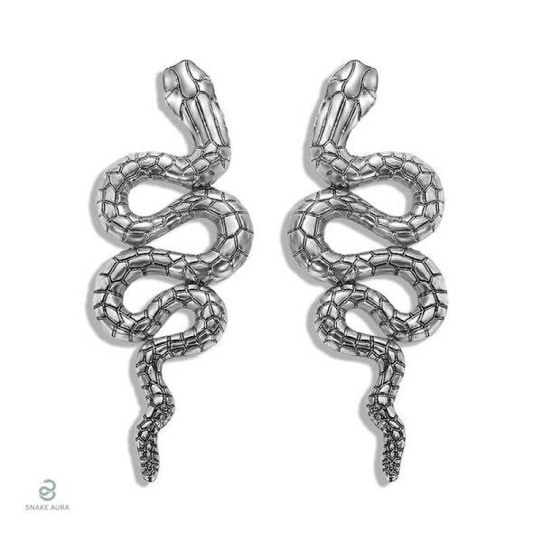 Boucles d'oreilles serpent vintage en argent