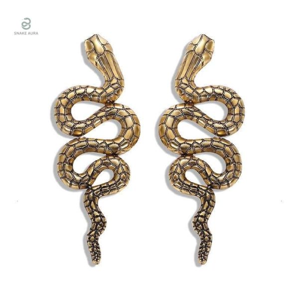 Boucles d'oreilles serpent vintage en or