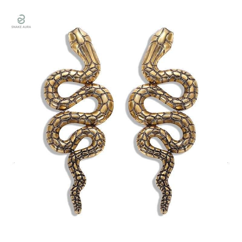 Boucles d'oreilles serpent vintage en or