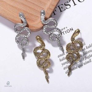 Boucles d'oreilles en forme de serpent dorées