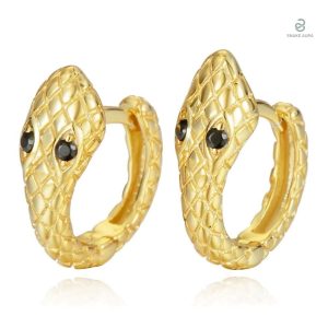 Boucles d'oreilles serpent en zirconium noir