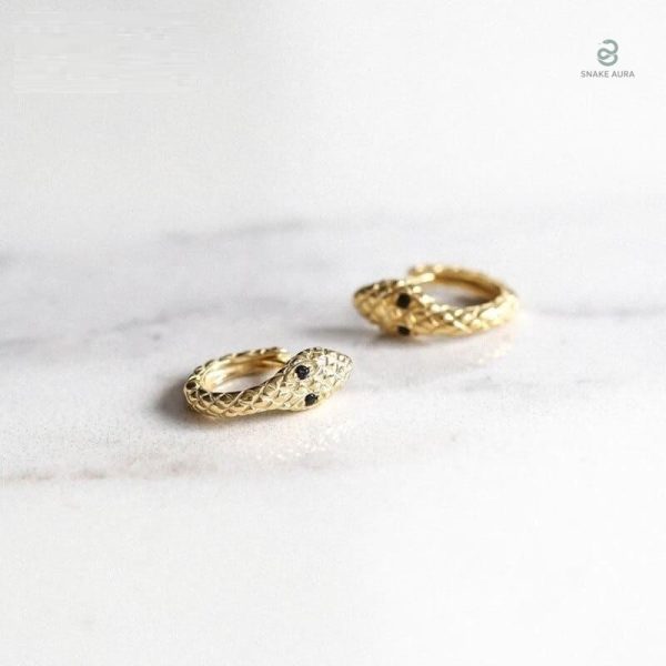 Créoles serpent en zirconium noir, accessoires tendance