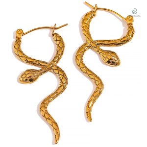 Boucles d'oreilles serpent enroulé au style punk