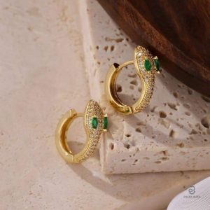 Boucles d'oreilles serpent ornées de zirconium scintillant