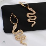 Boucles d'oreilles pendantes serpent dorées grande taille