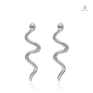 Boucles d'oreilles serpent en argent, design long et élégant