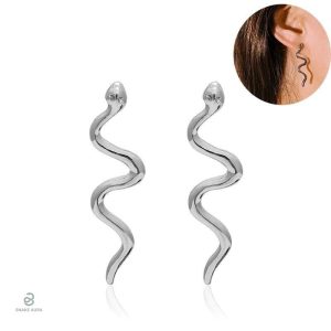 Créoles serpent argentées, style unique et contemporain