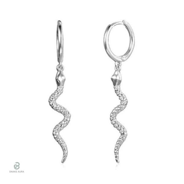 Boucles d'oreilles serpent en argent pendantes élégantes