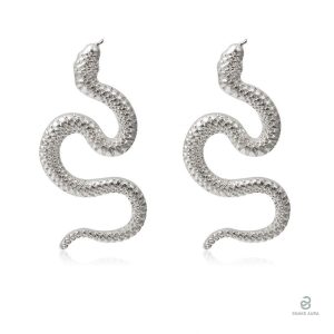 Boucles d'oreilles serpent argent grande taille