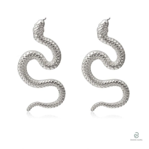 Boucles d'oreilles serpent argent grande taille