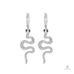 Boucles d'oreilles serpent en argent avec yeux noirs