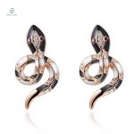 Boucles d'oreilles serpent avec rubis et or