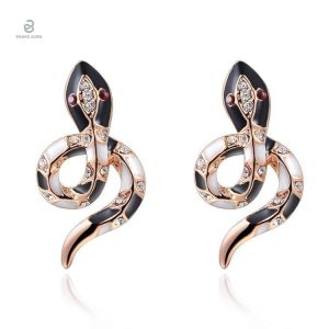 Boucles d'oreilles serpent avec rubis et or