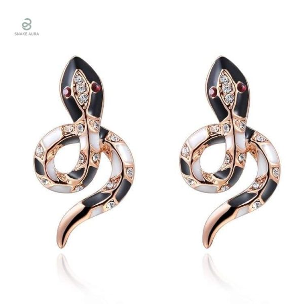 Boucles d'oreilles serpent avec rubis et or