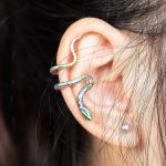 Boucles d'oreilles serpent clip, couleur verte