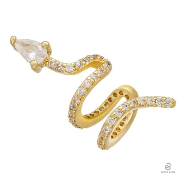 Boucles d'oreilles serpent en or avec cristal blanc