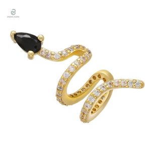 Boucles d'oreilles serpent en or avec cristal noir