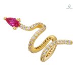 Boucles d'oreilles serpent en or avec cristal rose