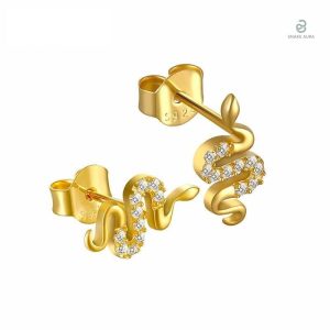 Boucles d'oreilles serpent en or avec diamants scintillants