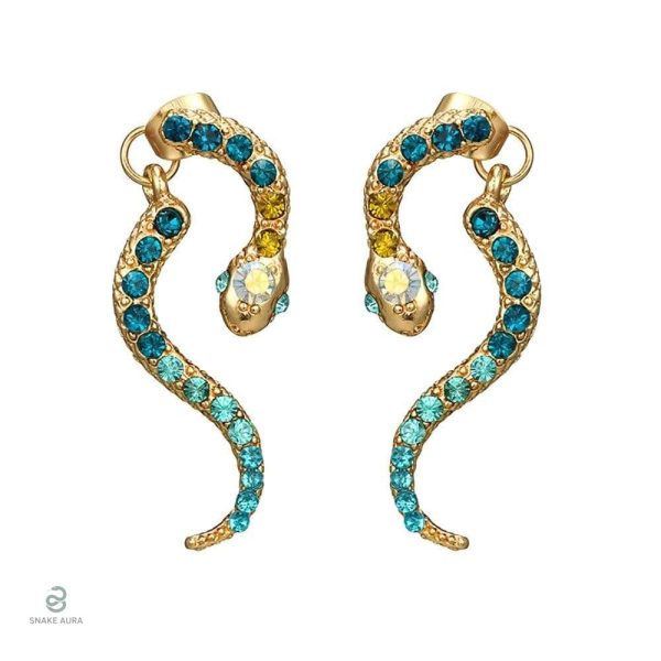 Boucles d'oreilles serpent femme tendance en métal doré