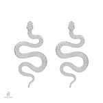 Boucles d'oreilles serpent gothique argenté taille grande