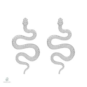 Boucles d'oreilles serpent gothique argenté taille grande