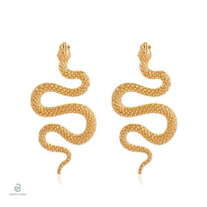 Boucles d'oreilles serpent gothique dorées grande taille