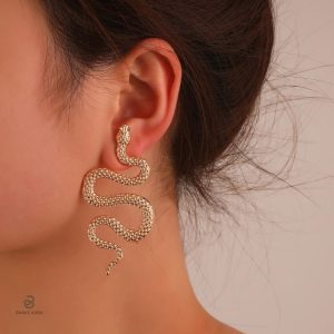 Boucles d'oreilles serpent style gothique en métal doré