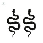 Boucles d'oreilles serpent gothique grande taille noire