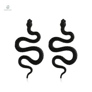 Boucles d'oreilles serpent gothique grande taille noire