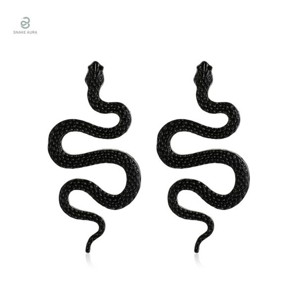 Boucles d'oreilles serpent gothique grande taille noire