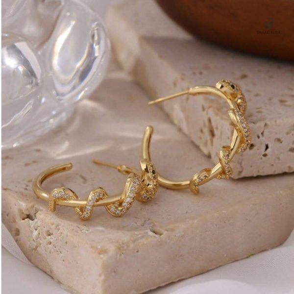 Boucles d'oreilles serpent élégantes en or