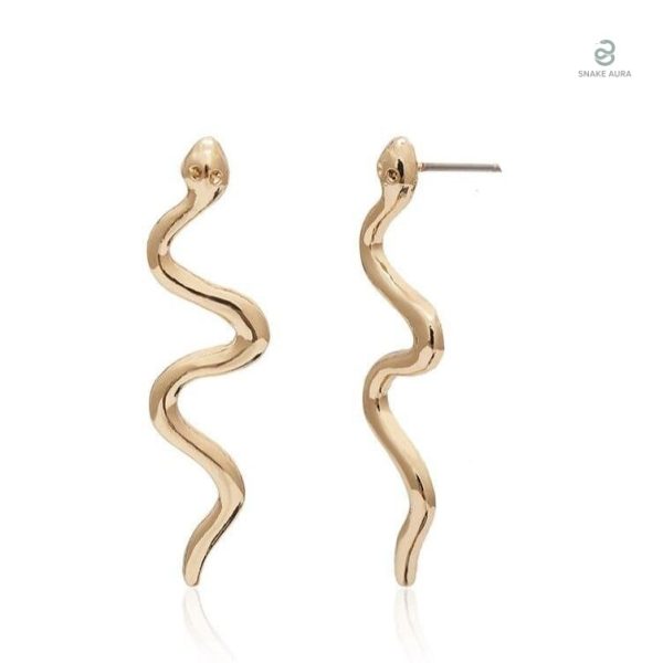 Boucles d'oreilles serpent en or, design long et élégant