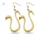 Boucles d'oreilles serpent en or et rubis
