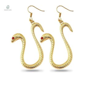 Boucles d'oreilles serpent en or et rubis