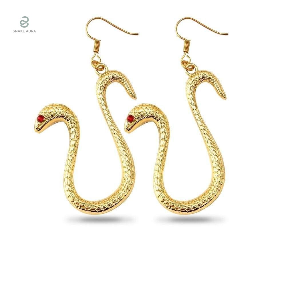 Boucles d'Oreilles Serpent Or Rubis